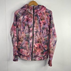 RARE Lululemon Scuba Hoodie sz 8 Full Zip Cotton Fleece Sun Dazed Multi Pink